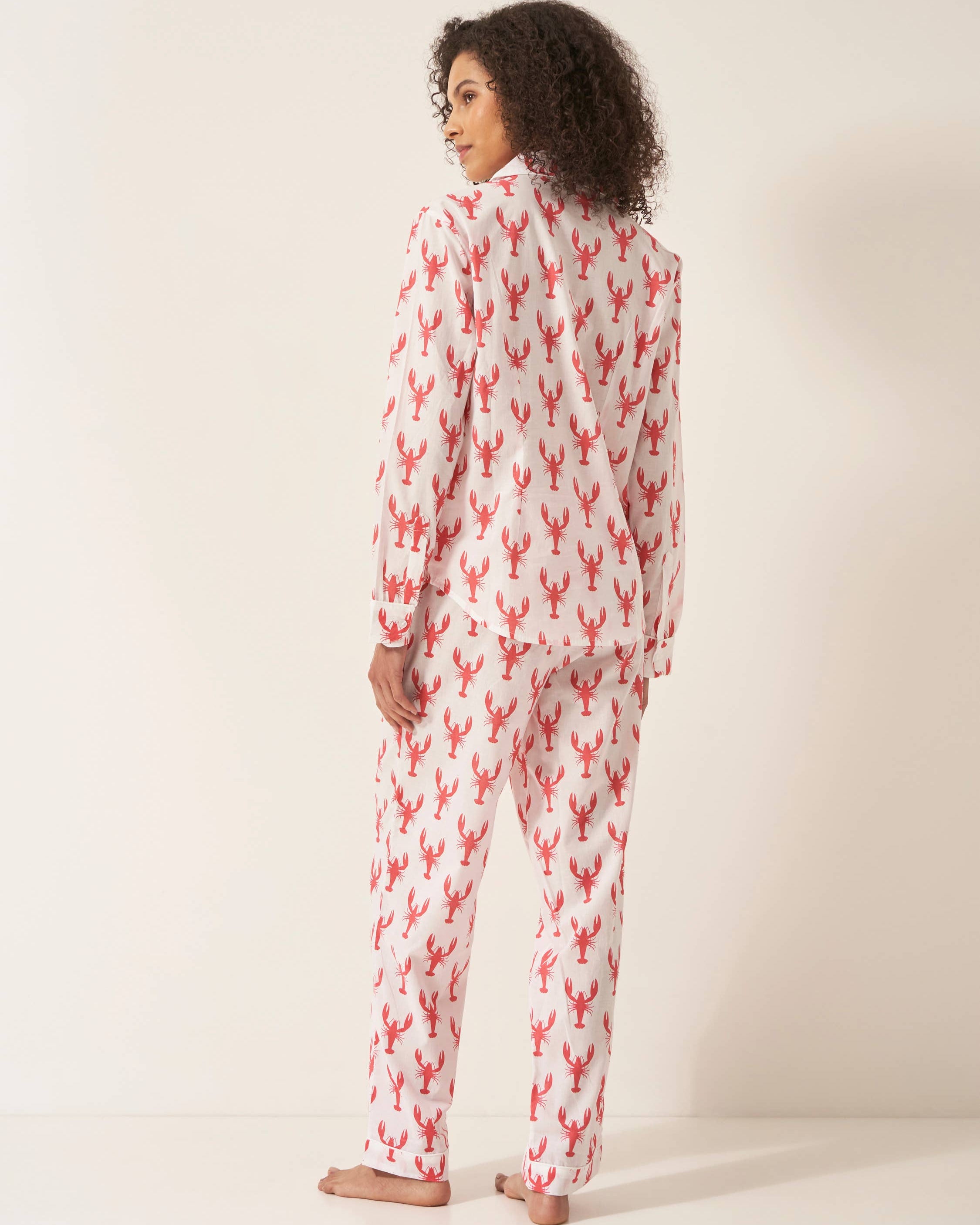 Women's XS Organic Cotton Pyjama Trouser Set - Red Lobster