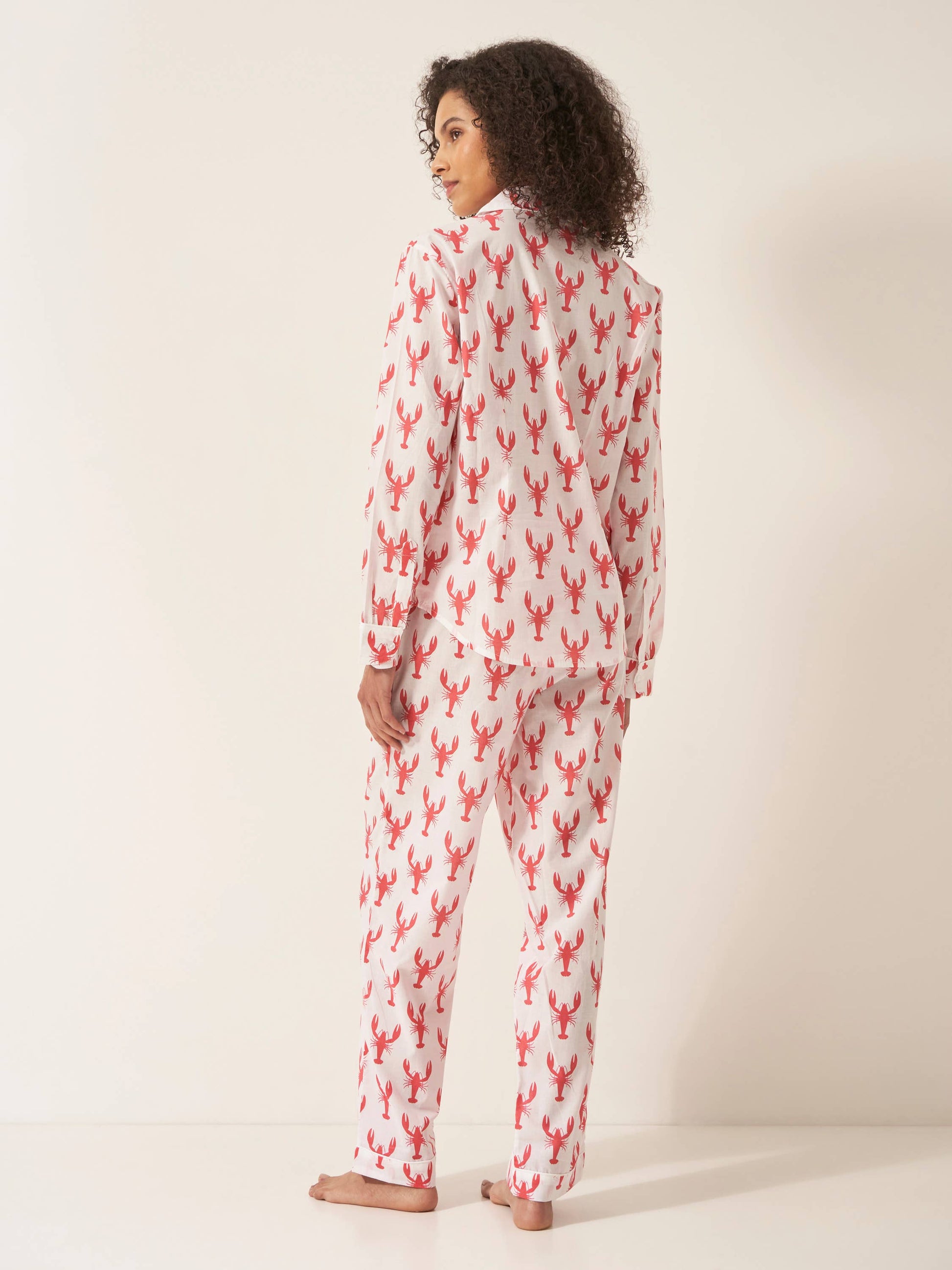 Women's XS Organic Cotton Pyjama Trouser Set - Red Lobster