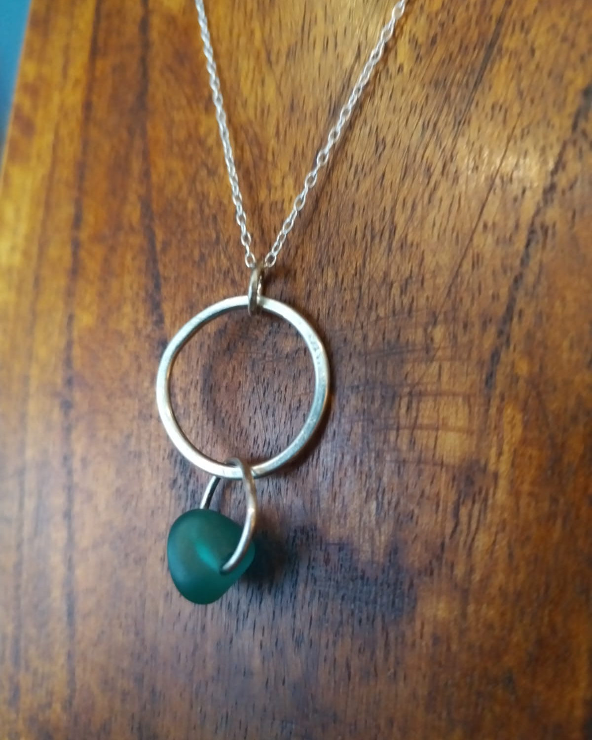 Sea glass Hoop Stirling Silver Pendant