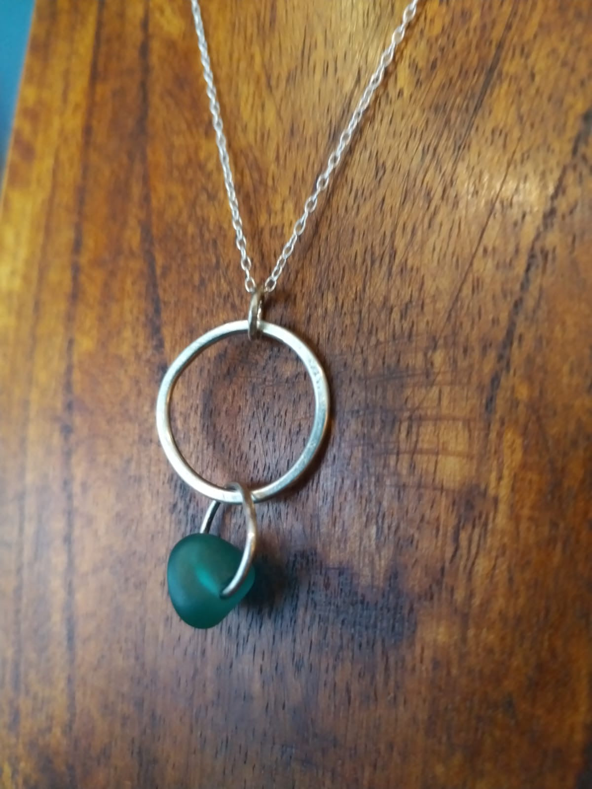 Sea glass Hoop Stirling Silver Pendant