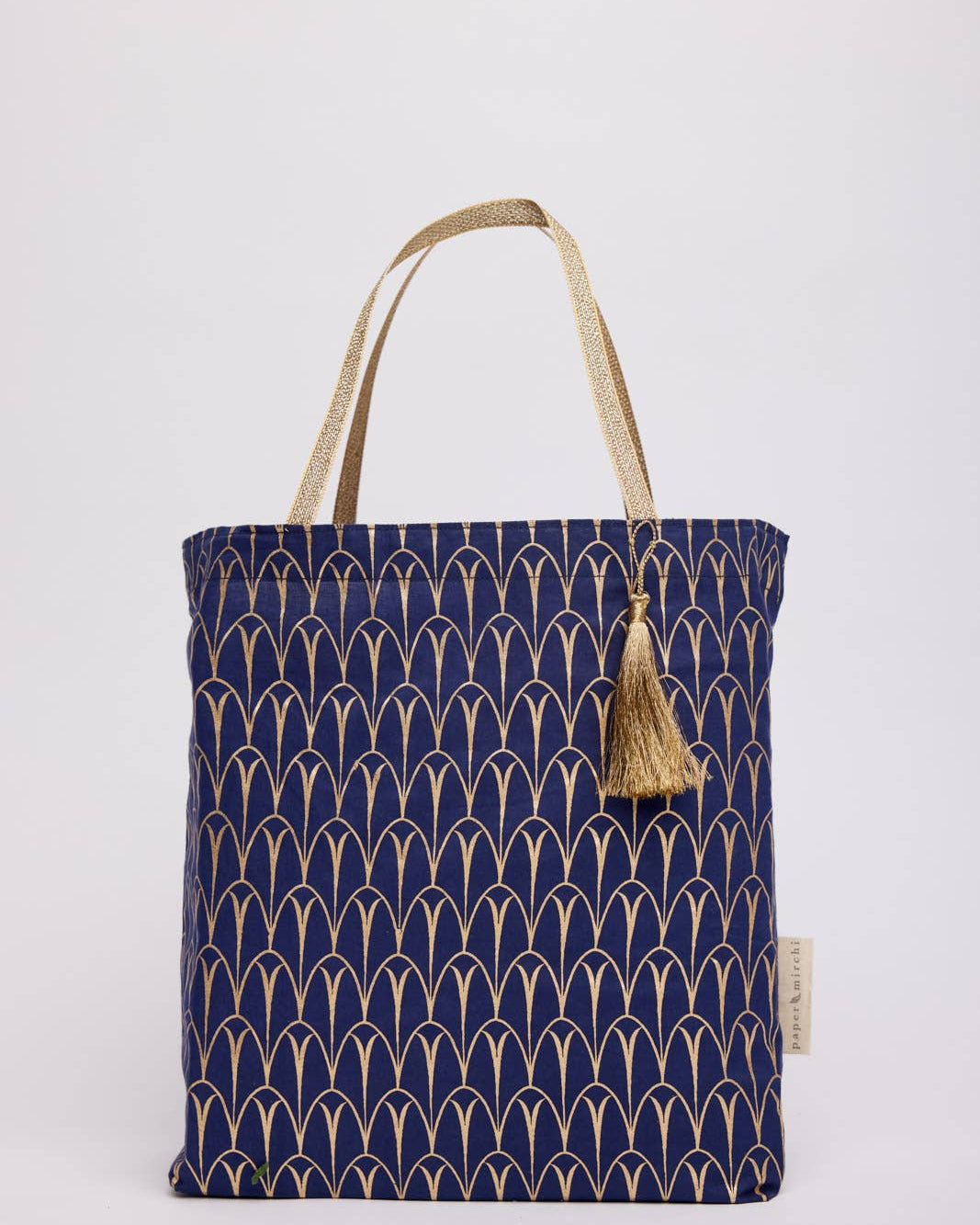 Large Navy Deco Reusable Fabric Gift Bags Tote Style  H30cm x W34cm x D10cm