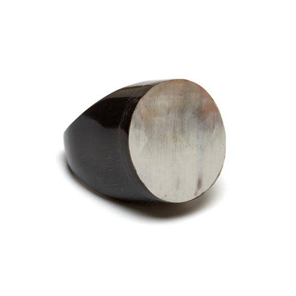 White Natural Round Buffalo Horn Ring  -  Large