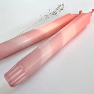 Sherbert Pink and Vintage Rose Pink Dip Dyed Dinner Candles