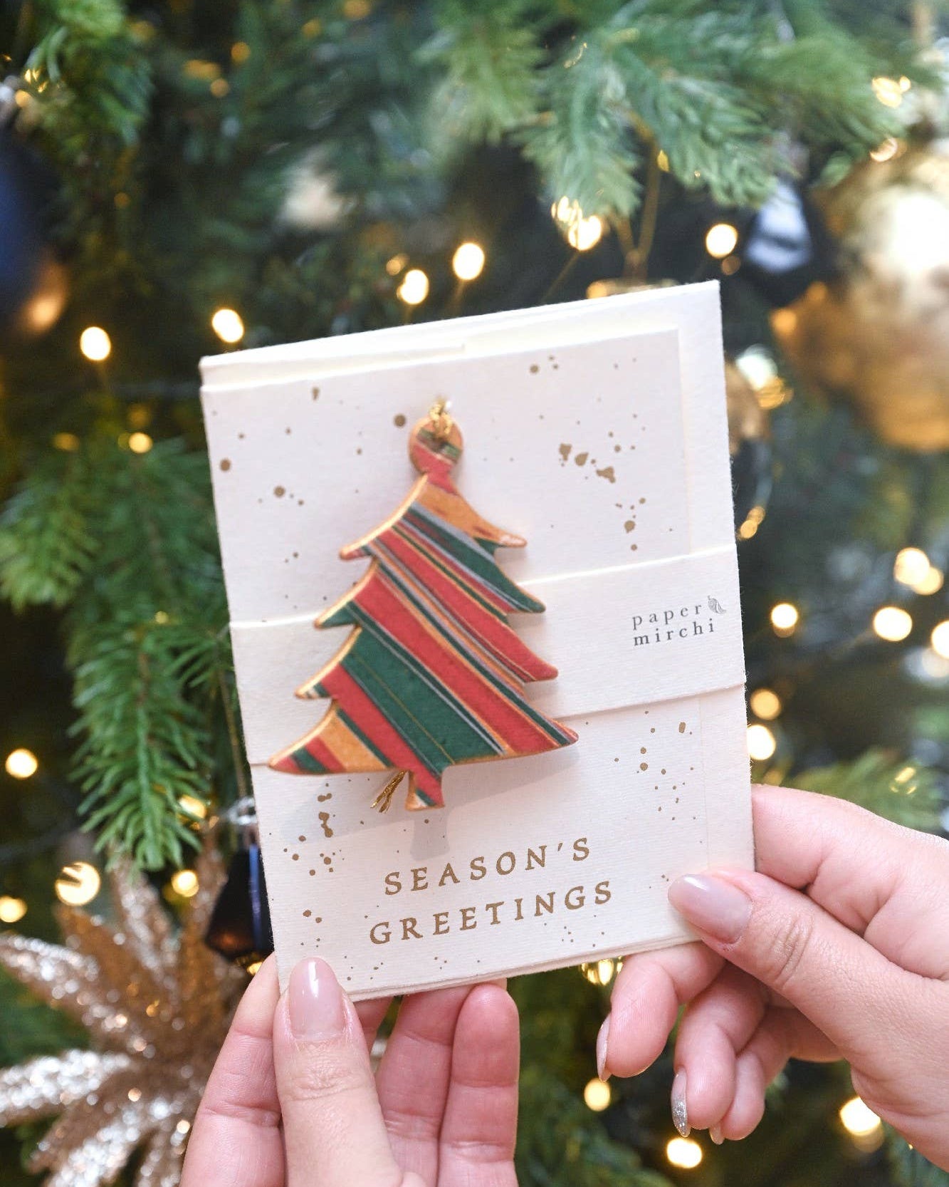 Red Tree - Keepsake Marble Ornament Greeting Card