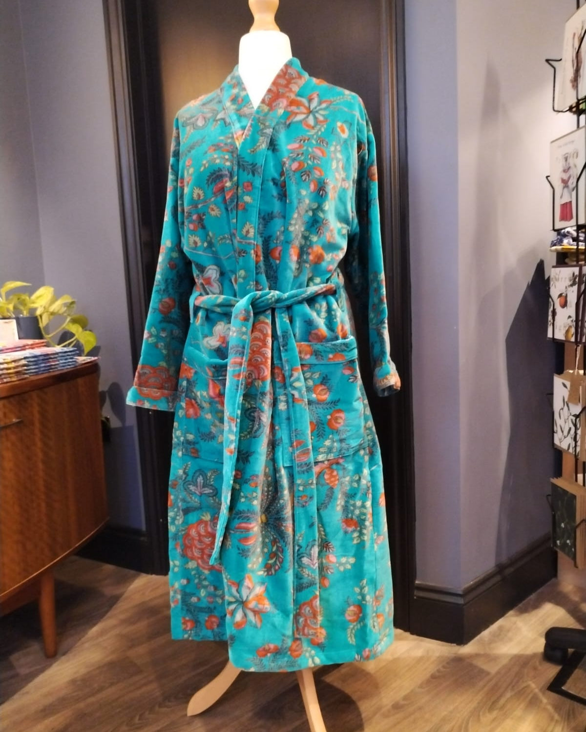 Turquoise Blue Velvet Robe