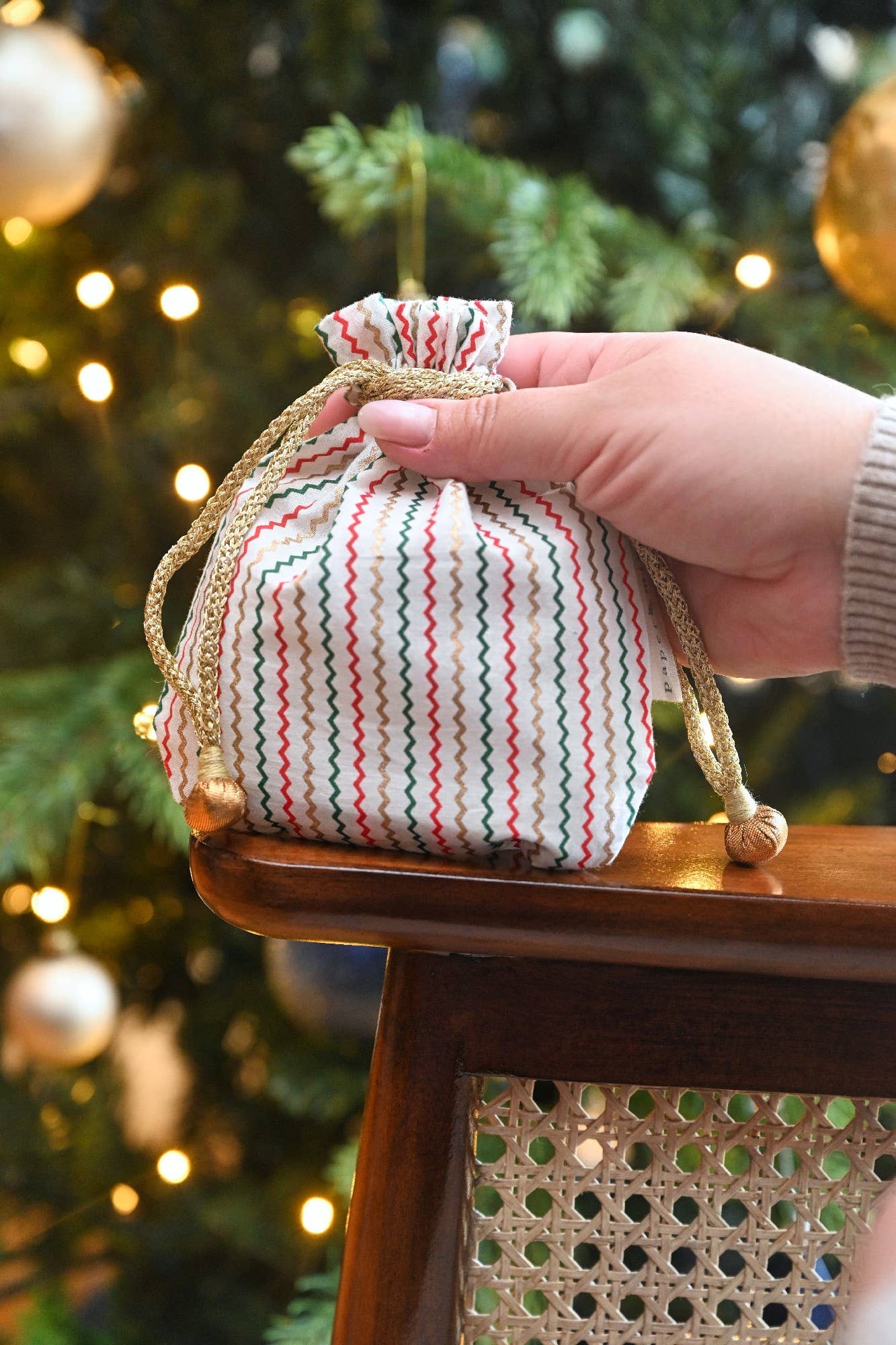 Small Reusable Fabric Gift Bags Double Drawstring