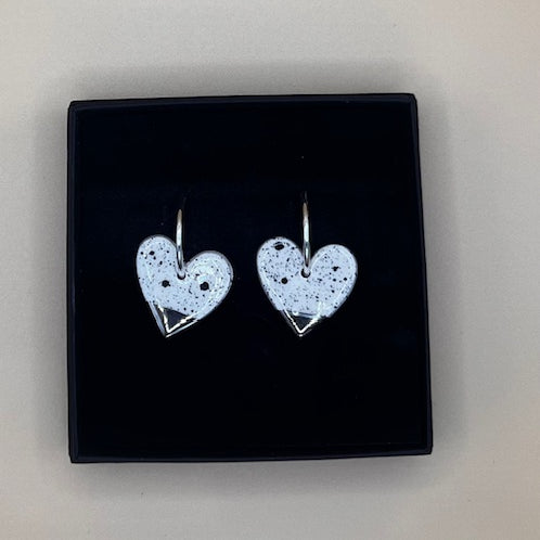 White Rain - Heart Hoop, black & white spotty, Silver