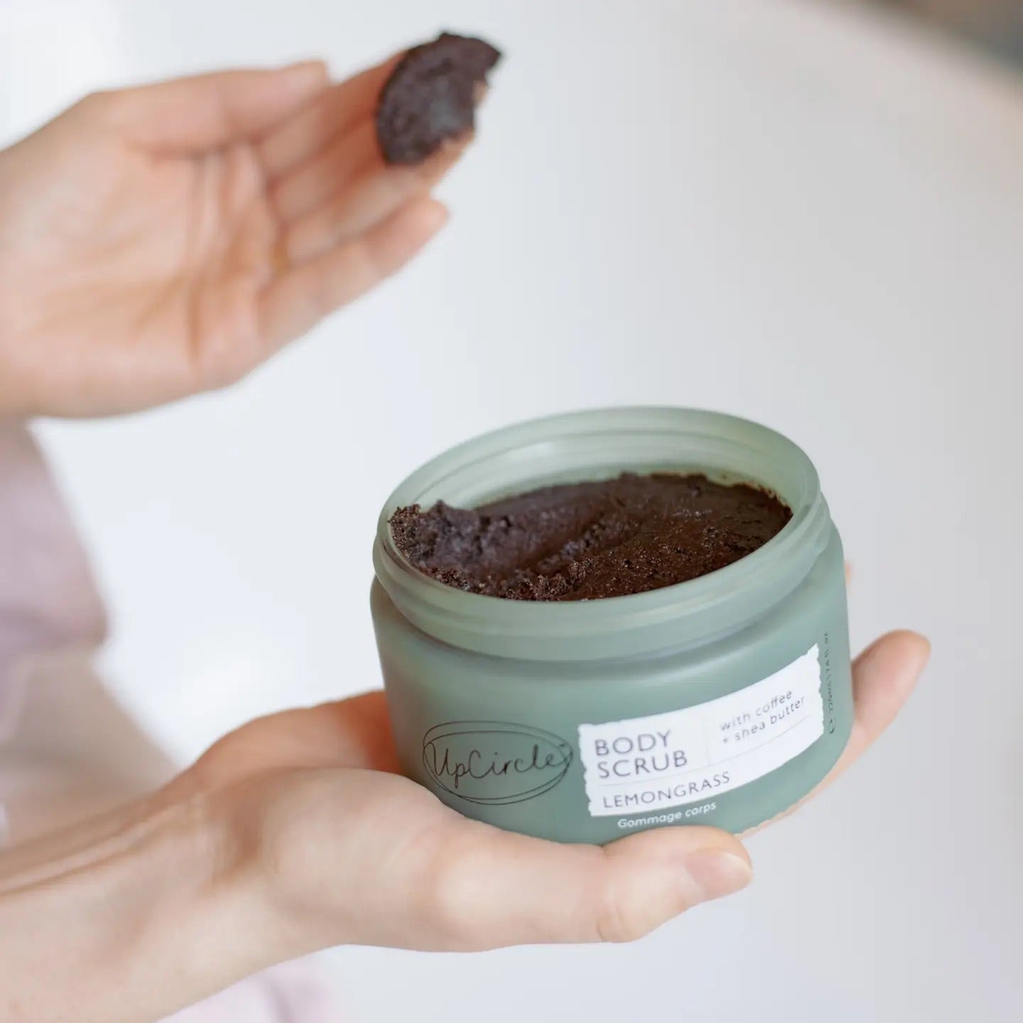 Vegan Eco Lemongrass Body Scrub with Coffee + Shea Butter