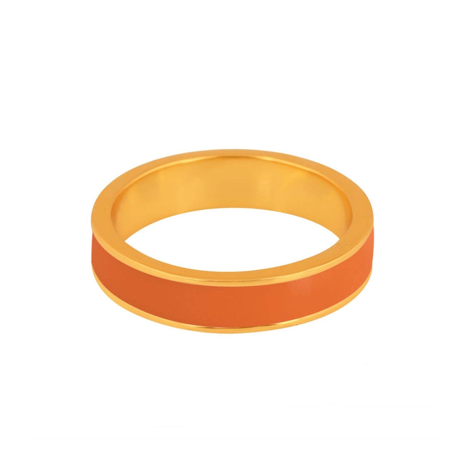 Gold and Orange enamel band ring: Medium