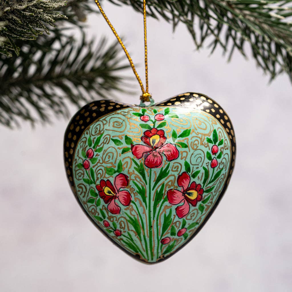 Indian 10 Floral Hanging Heart Ornament
