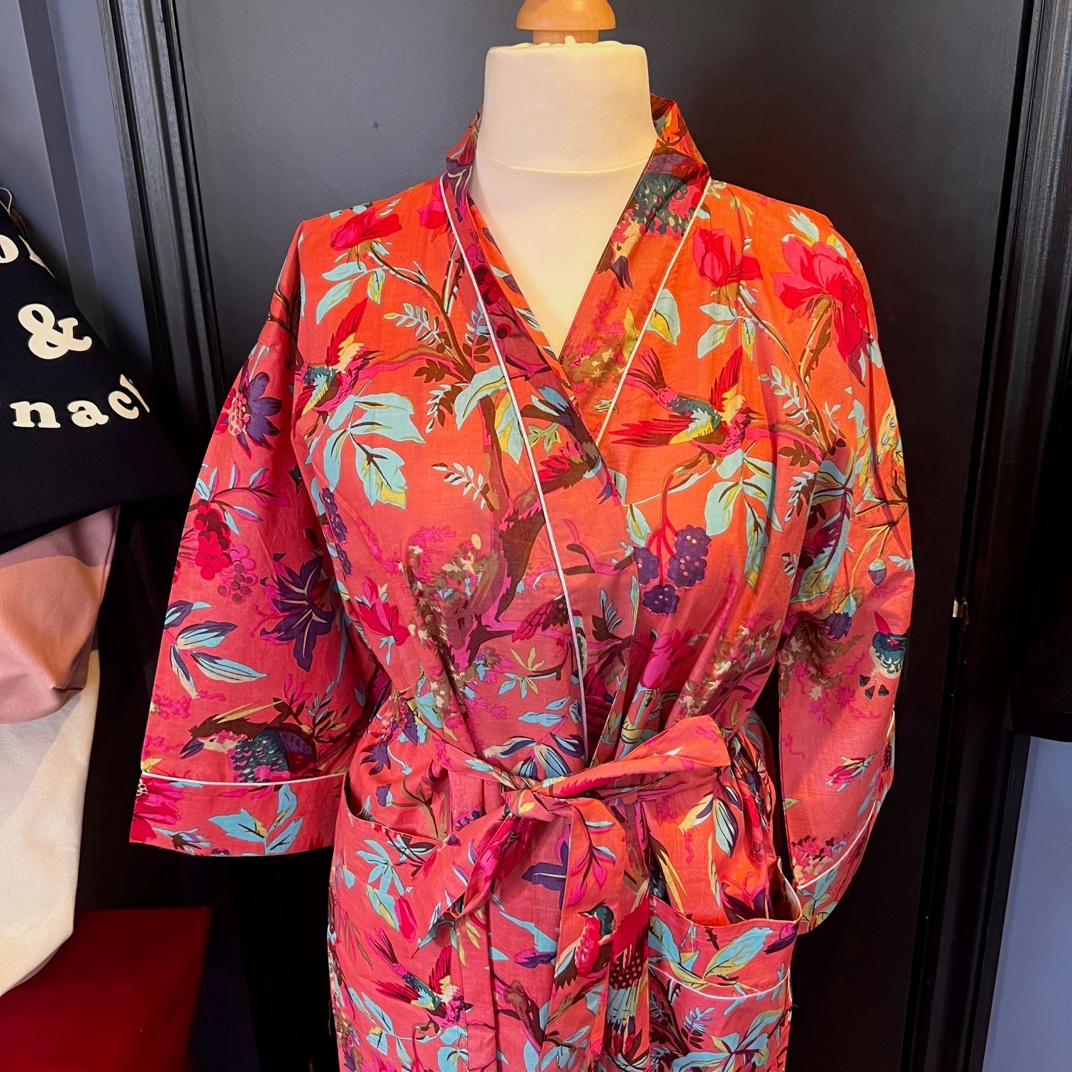 Kimono - Peach Plants and Birds