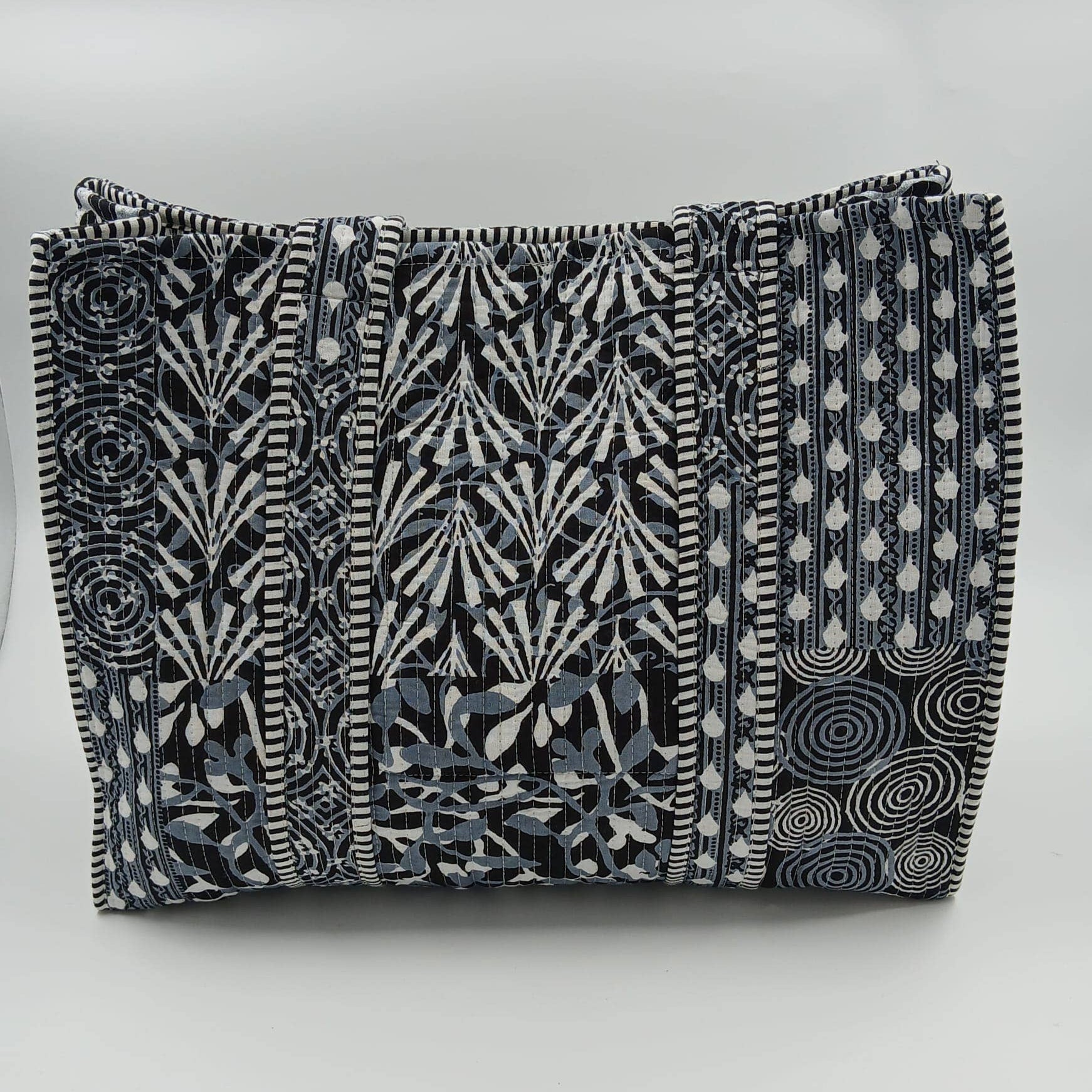 Cotton Kantha Quilted Black & GreyTote Bag