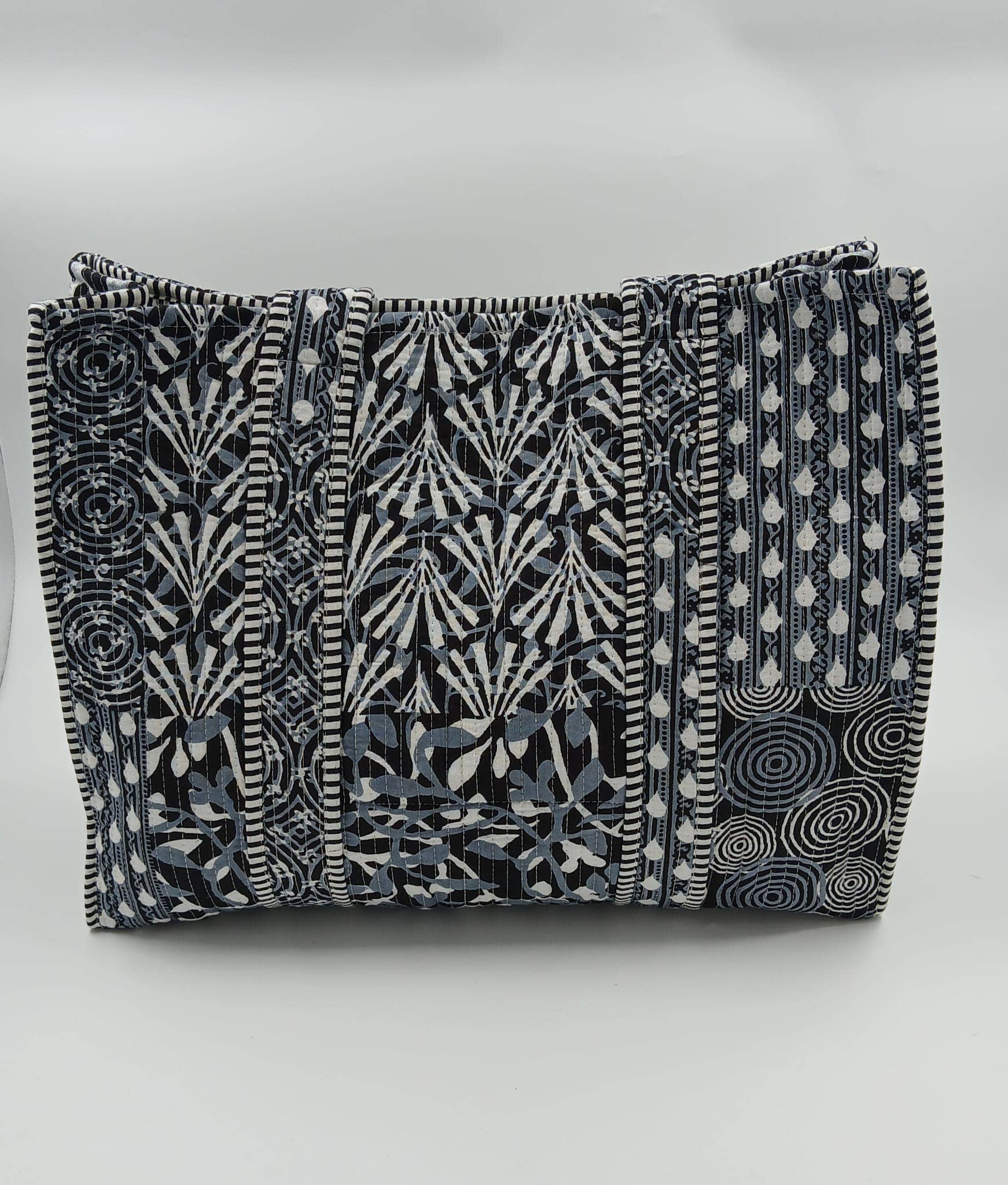 Cotton Kantha Quilted Black & GreyTote Bag