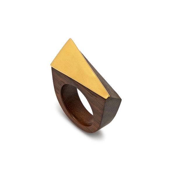 Rosewood angular ring - Gold: Large