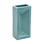 Teal rectangular vase with 'London Brick' text on a white background