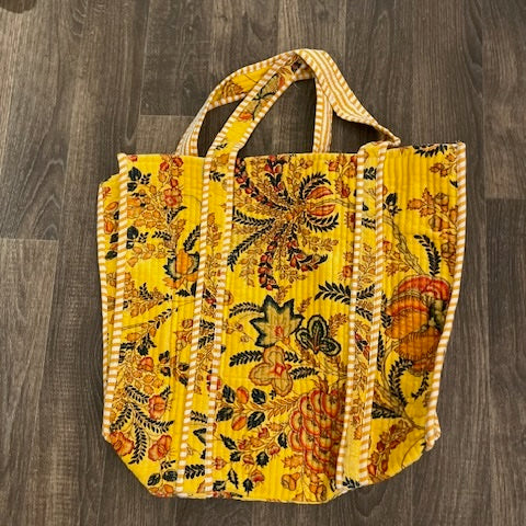 Velvet Tote - Yellow Flora