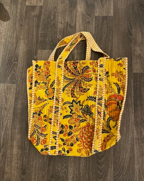 Velvet Tote - Yellow Flora