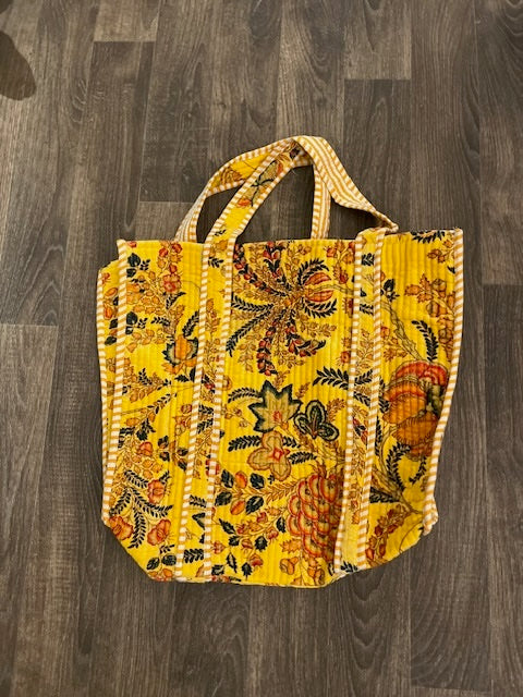 Velvet Tote - Yellow Flora
