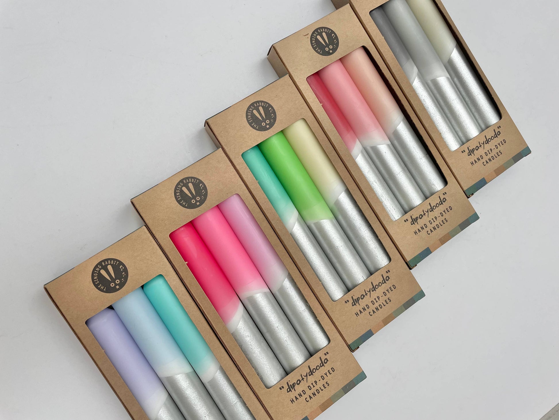 Rosy Hues & Silver Dip Dye Dinner Candles