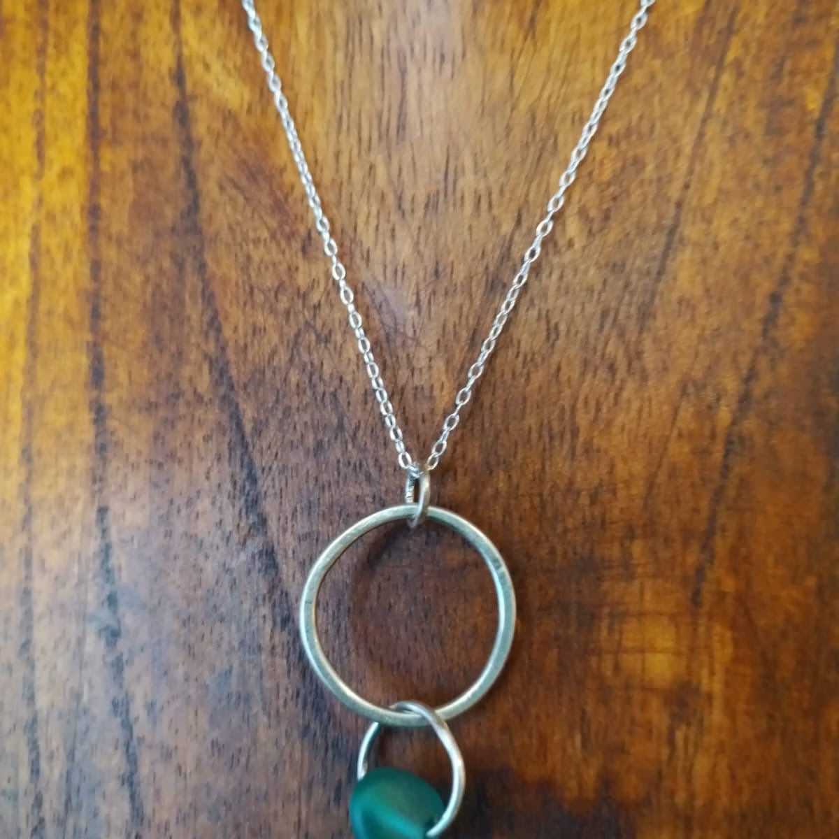 Sea glass Hoop Stirling Silver Pendant