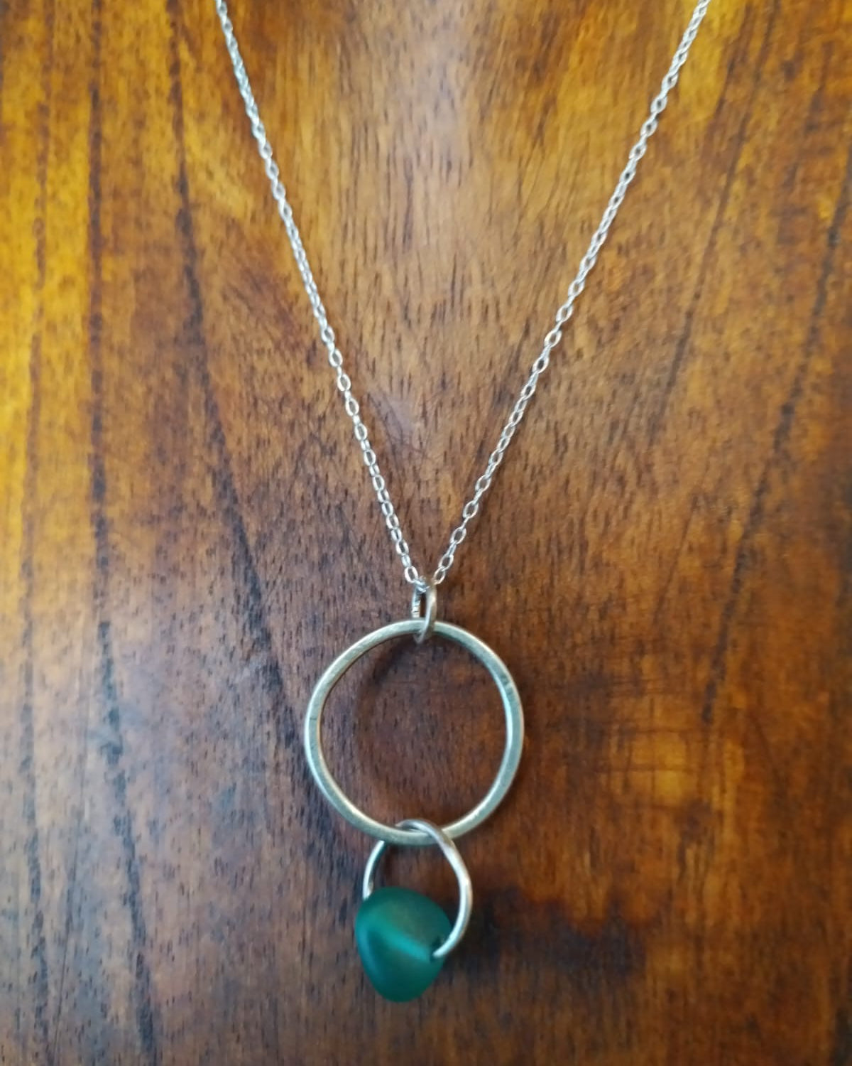Sea glass Hoop Stirling Silver Pendant