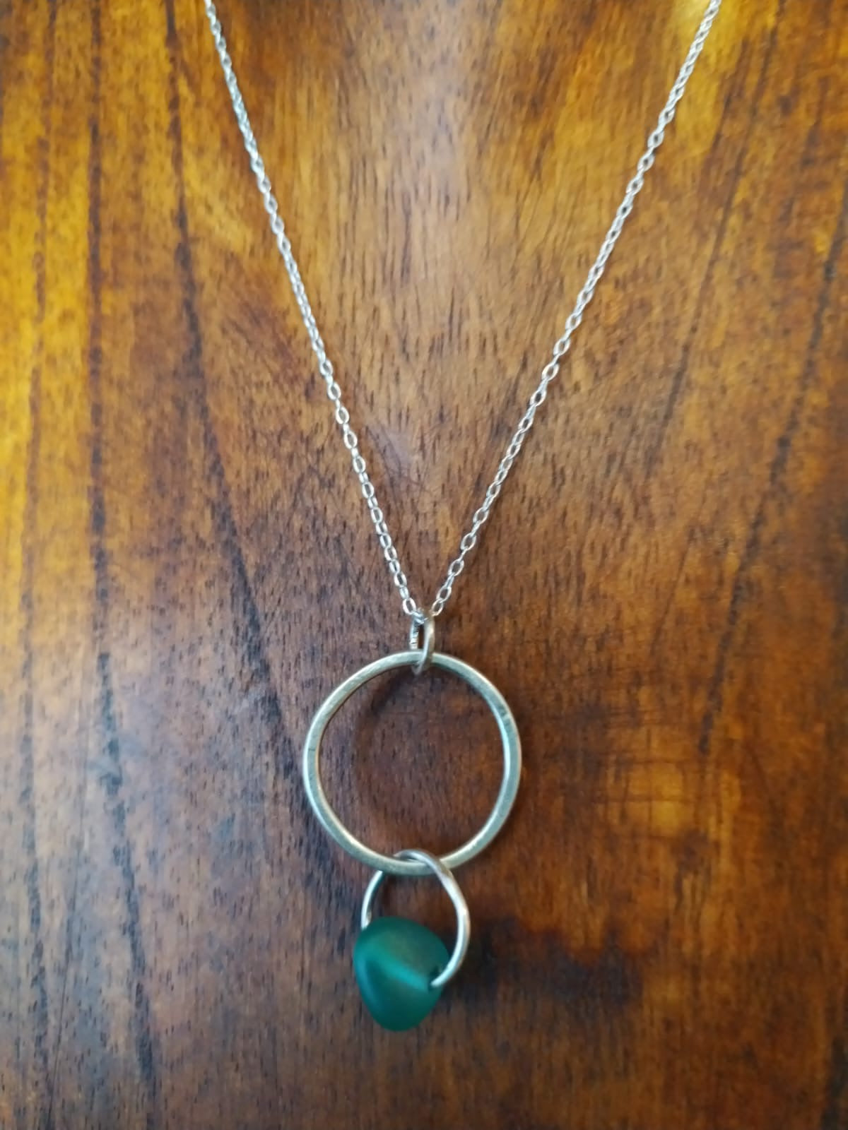 Sea glass Hoop Stirling Silver Pendant