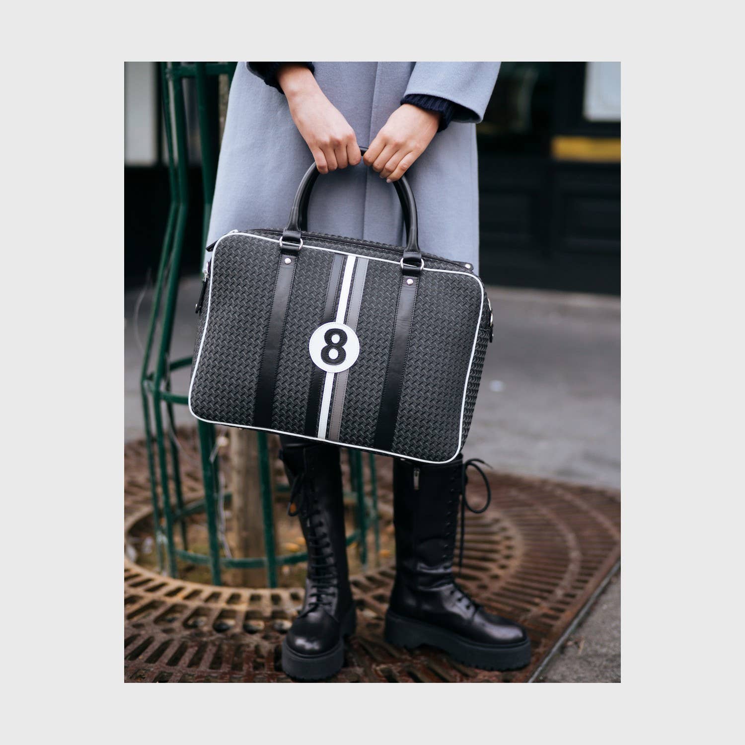 No 8 'Williams"   Grey Canvas & Leather Computer Bag