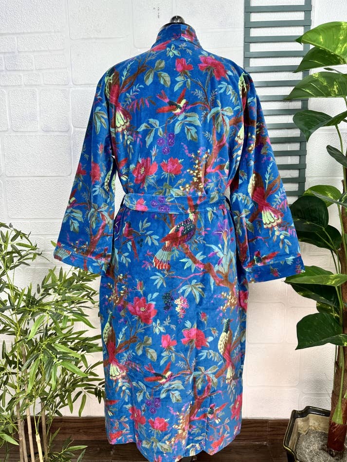 Sky Blue Luxury Velvet Robe