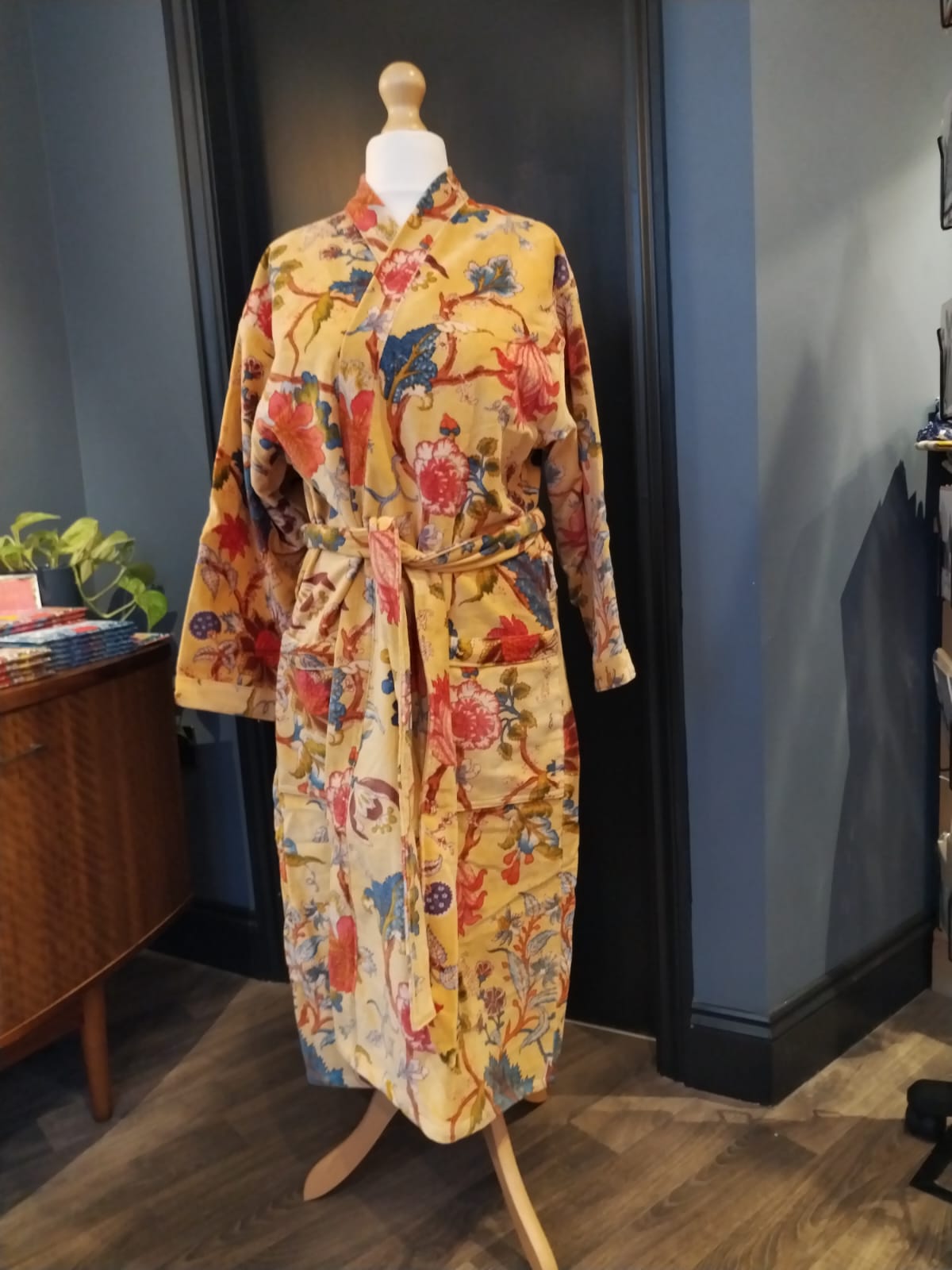 Butter Yellow Velvet Robe