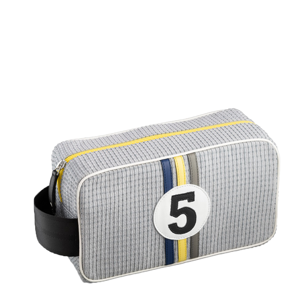 5 Eco responsible toiletry bag for man in light grey canvas