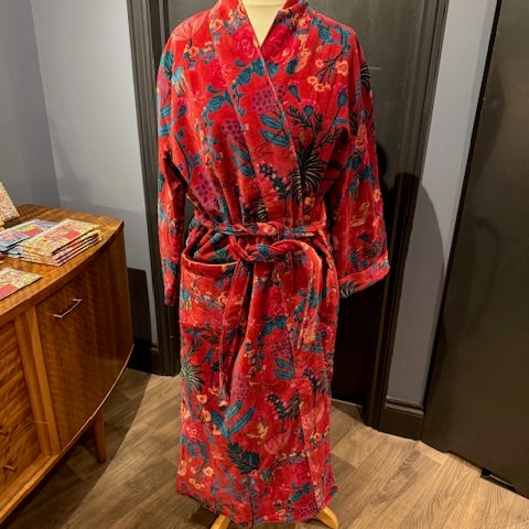 Deep Red Velvet Kimono