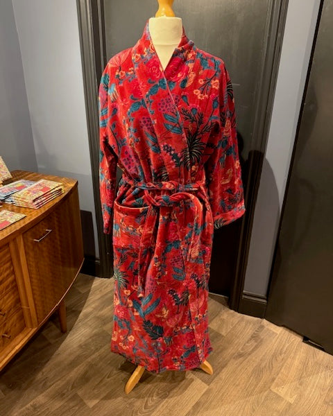 Deep Red Velvet Kimono