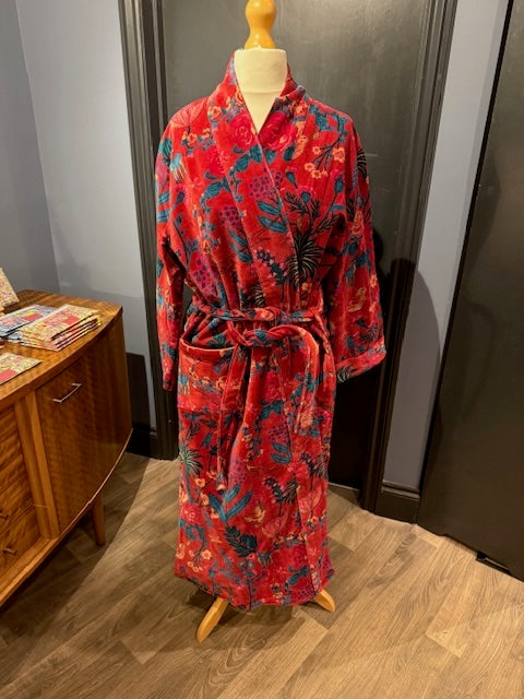 Deep Red Velvet Kimono