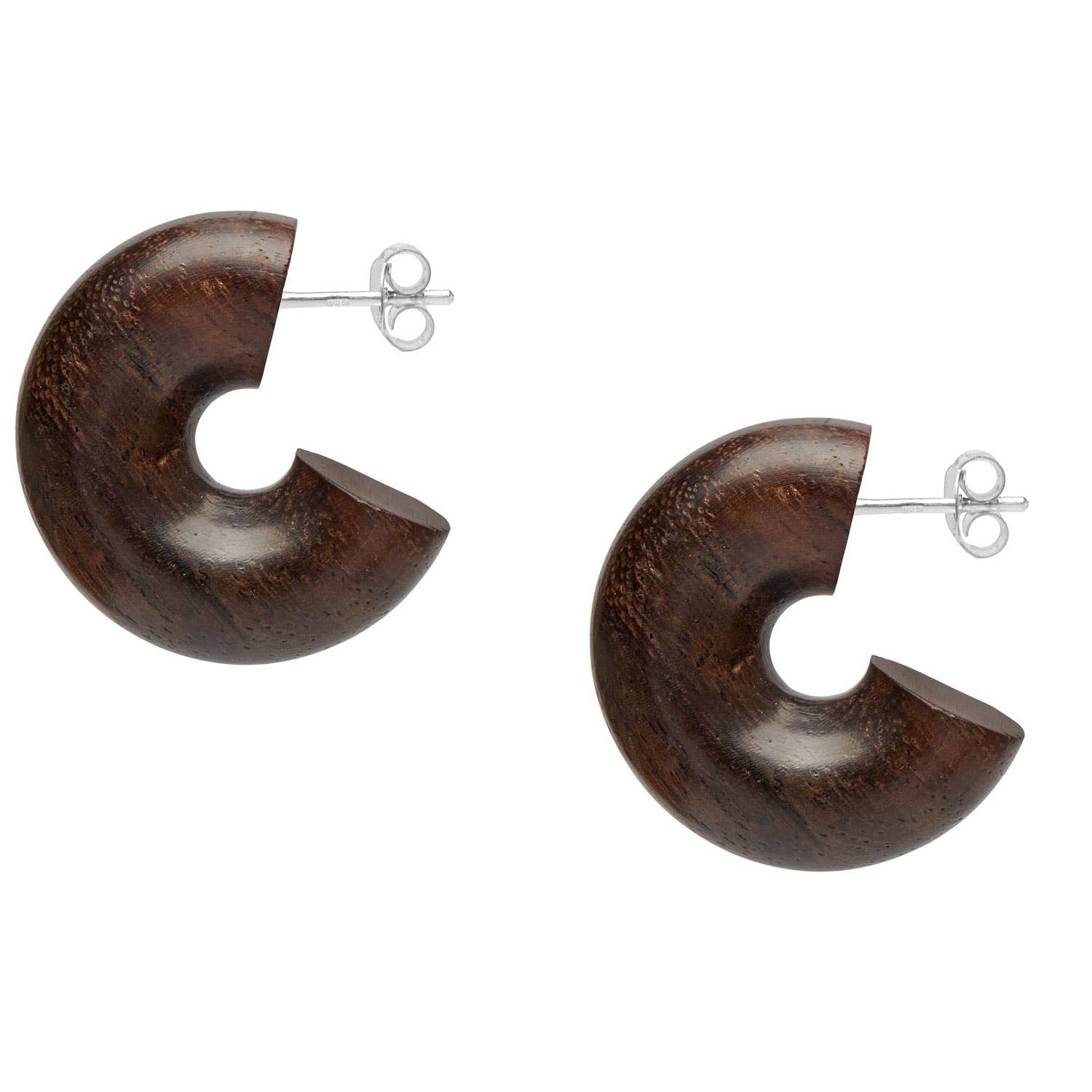 Brown Wood chunky Hoop Earrings
