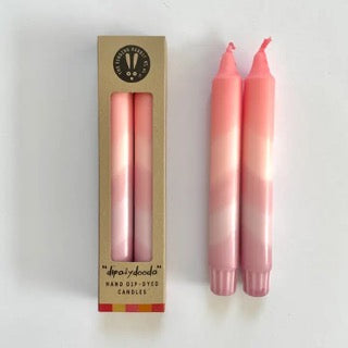 Sherbert Pink and Vintage Rose Pink Dip Dyed Dinner Candles