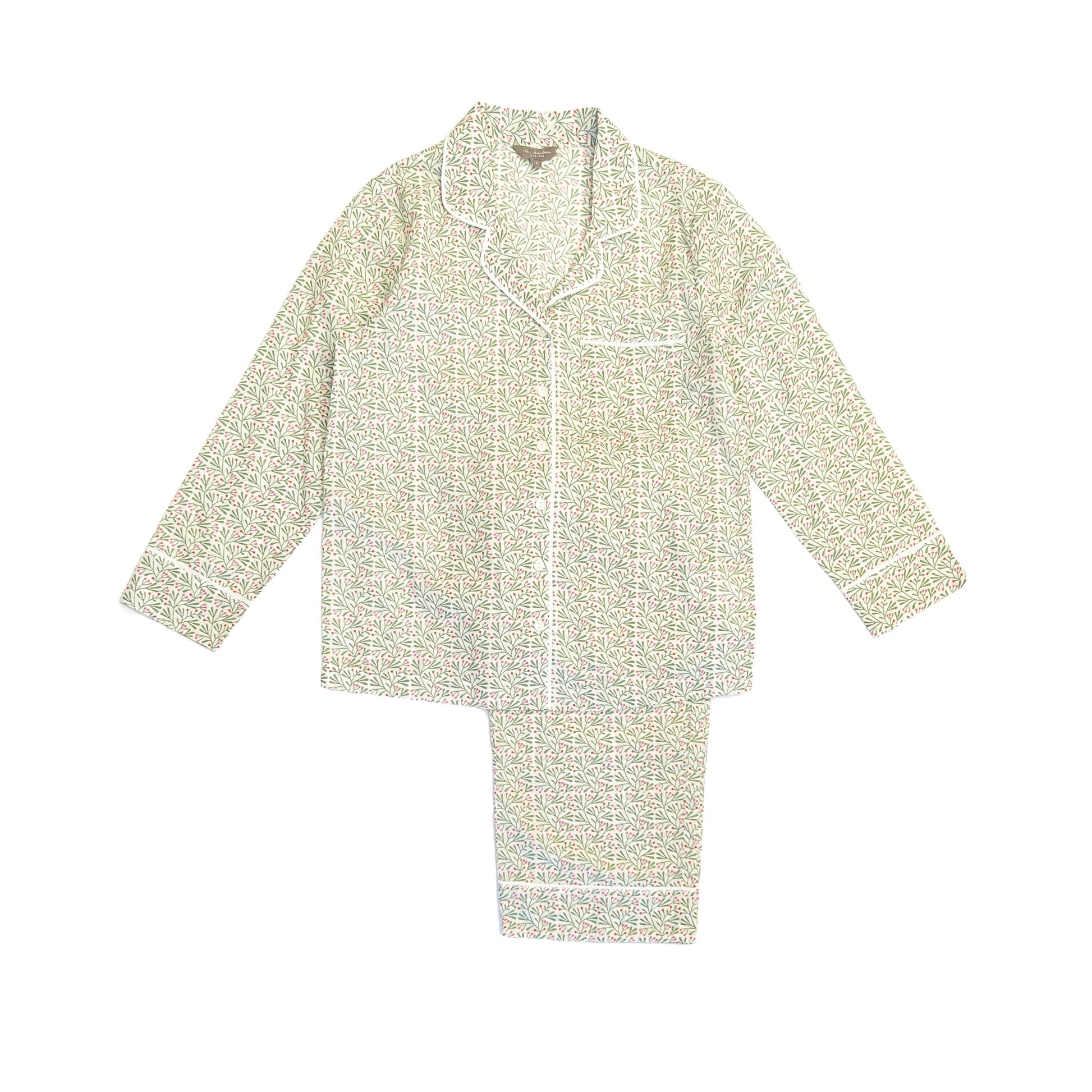 Floral pajama set on a white background