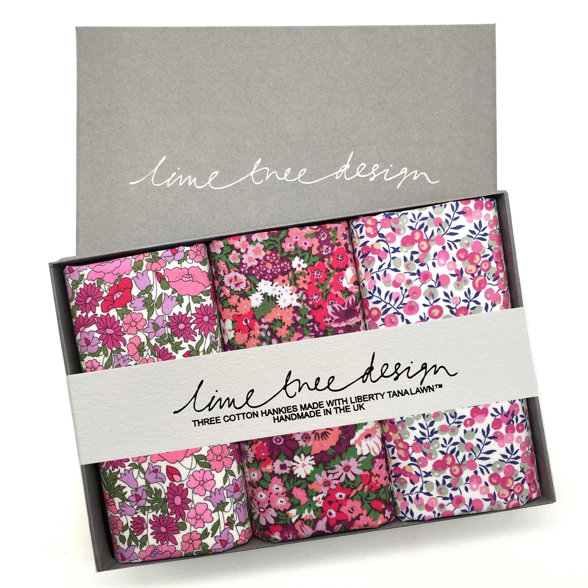 3 Hankies made with Liberty Fabric - Tickled Pink