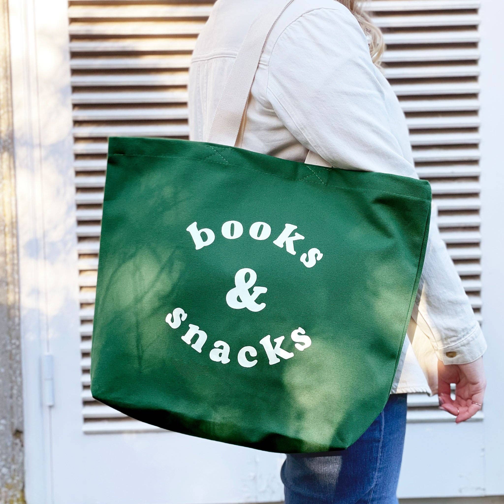 Books & Snacks - Forest Green Canvas Tote Bag