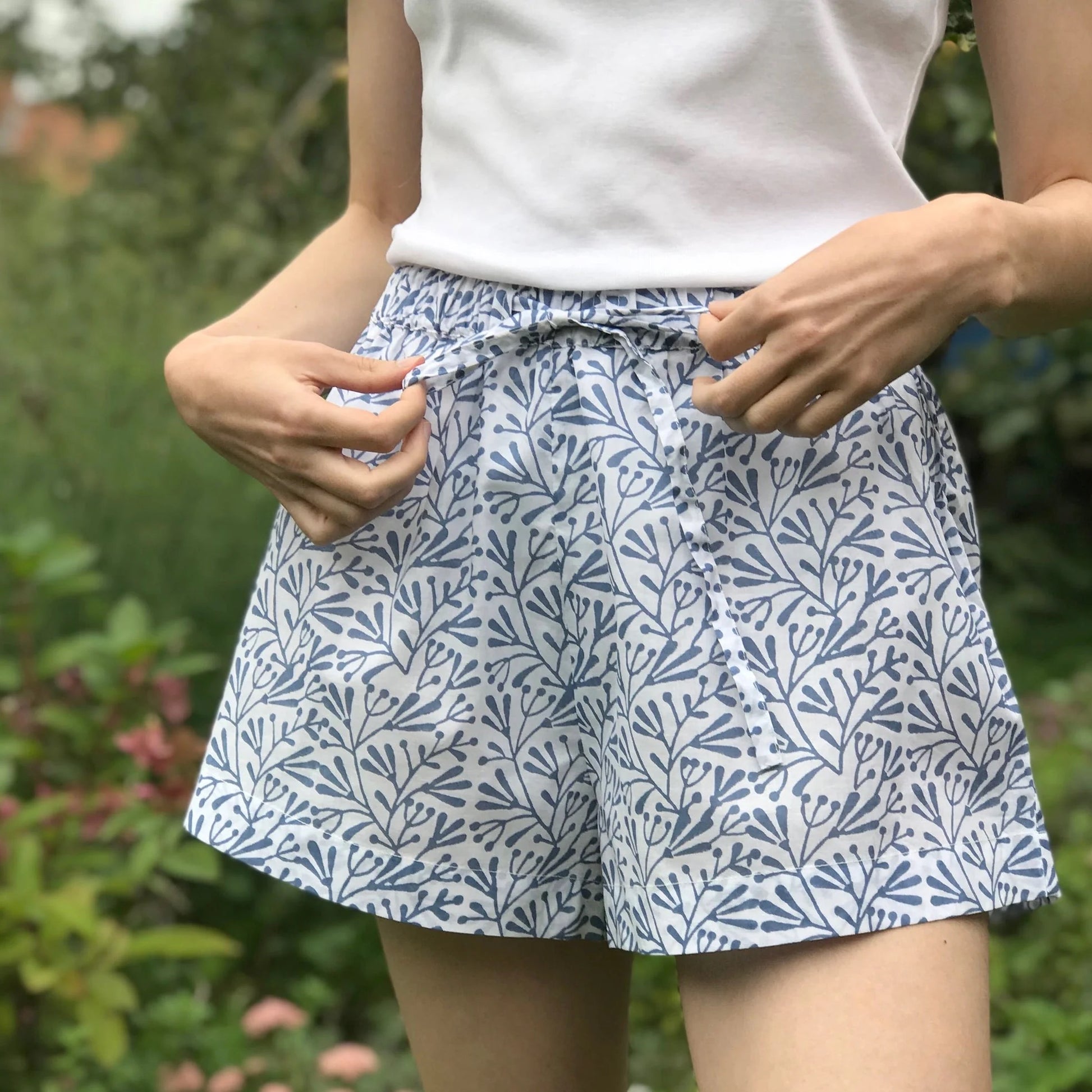 Blue Bud Sleep Shorts - Large