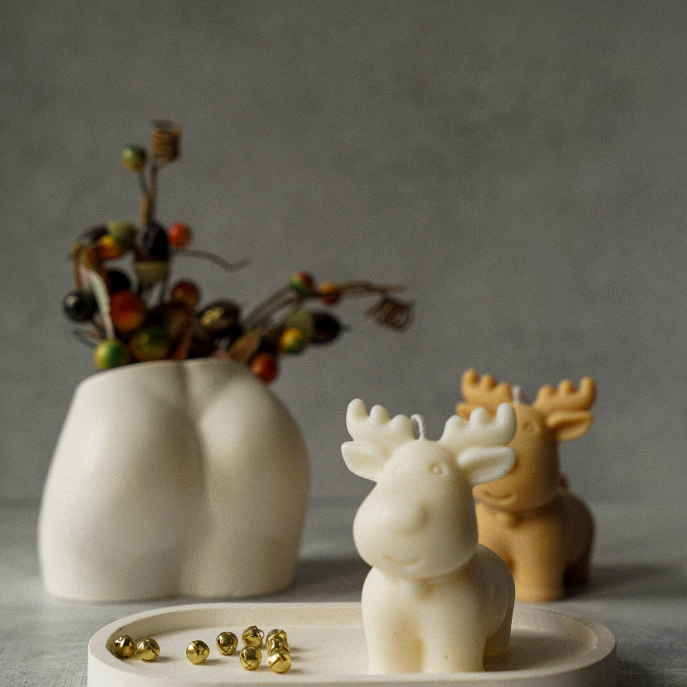 White Reindeer Candle - Handmade Christmas Soy Wax