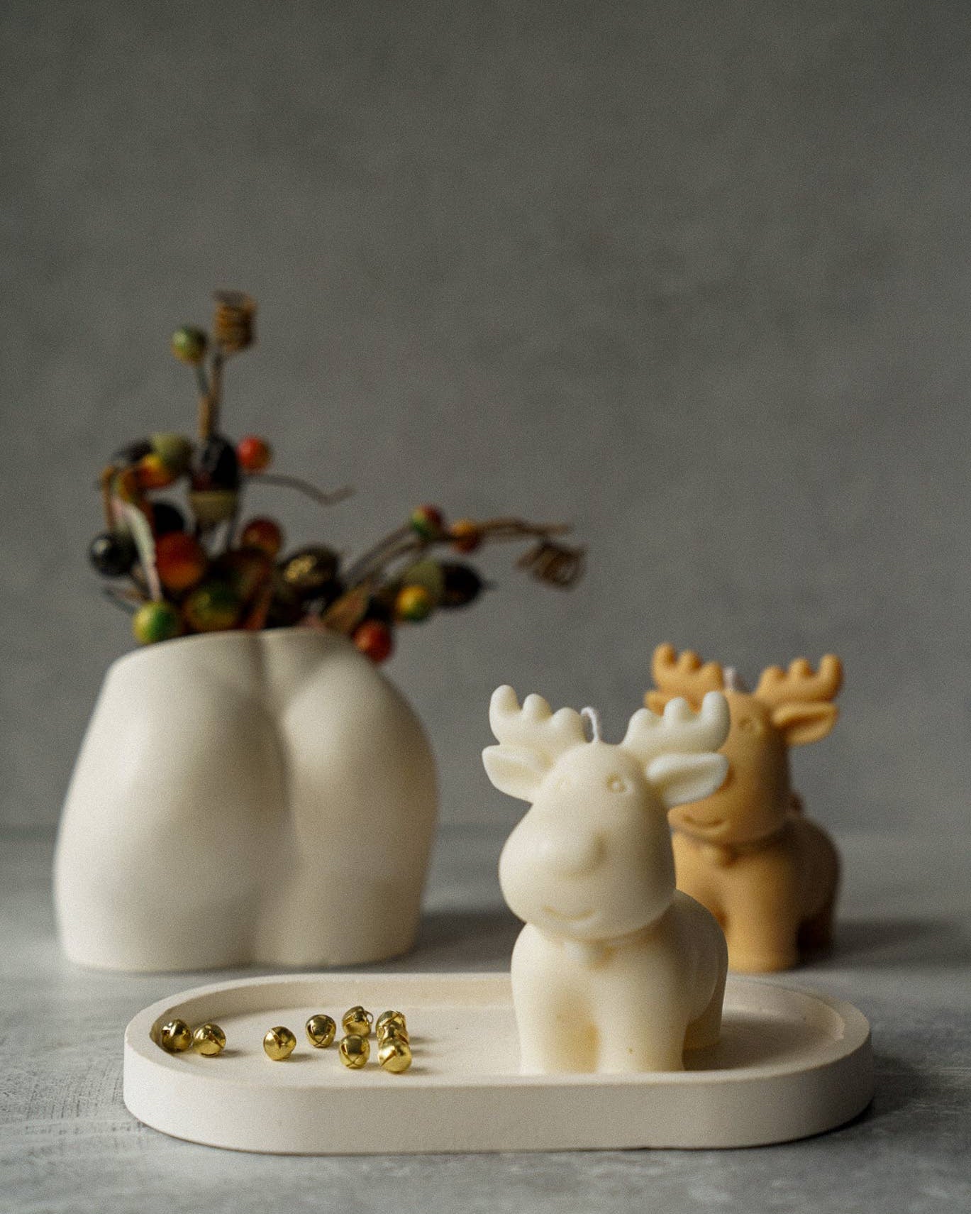 White Reindeer Candle - Handmade Christmas Soy Wax