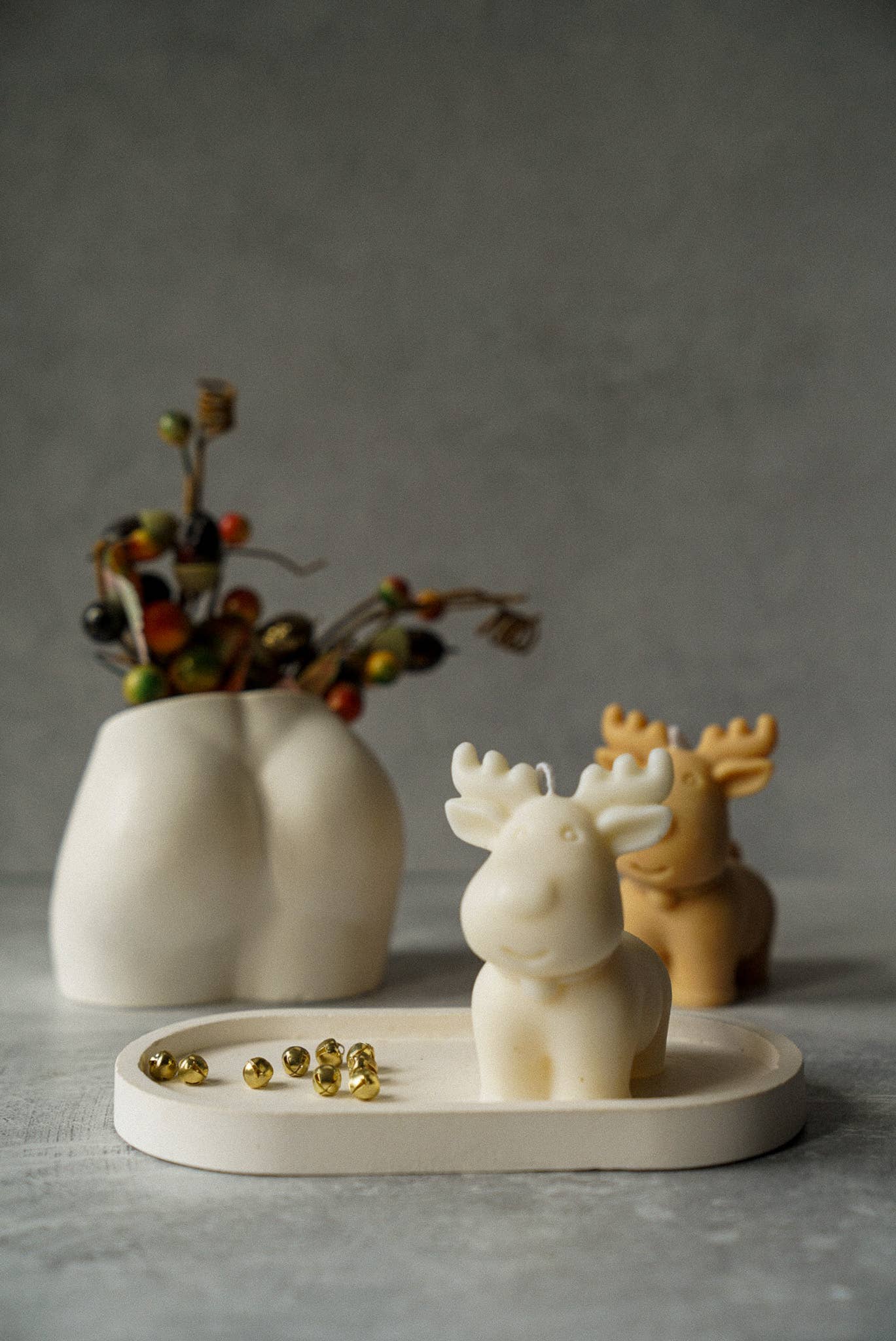 White Reindeer Candle - Handmade Christmas Soy Wax