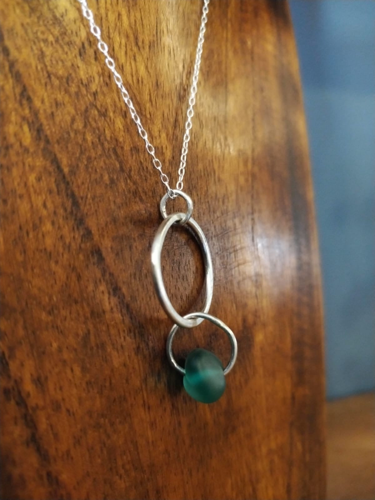 Sea glass Hoop Stirling Silver Pendant