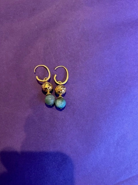 Agate and gold drop earrings