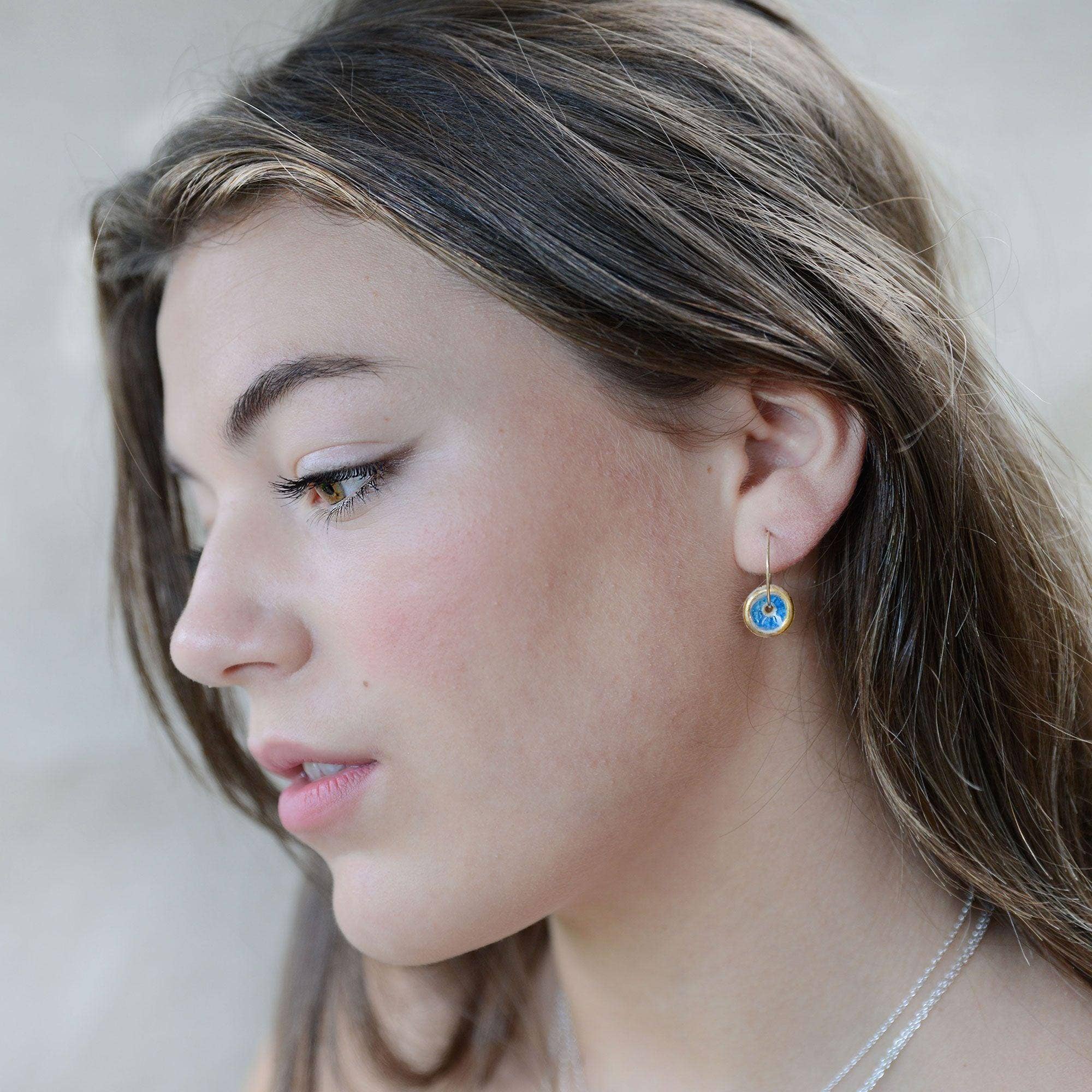 Blue Pool Gold Fill Hoops Small