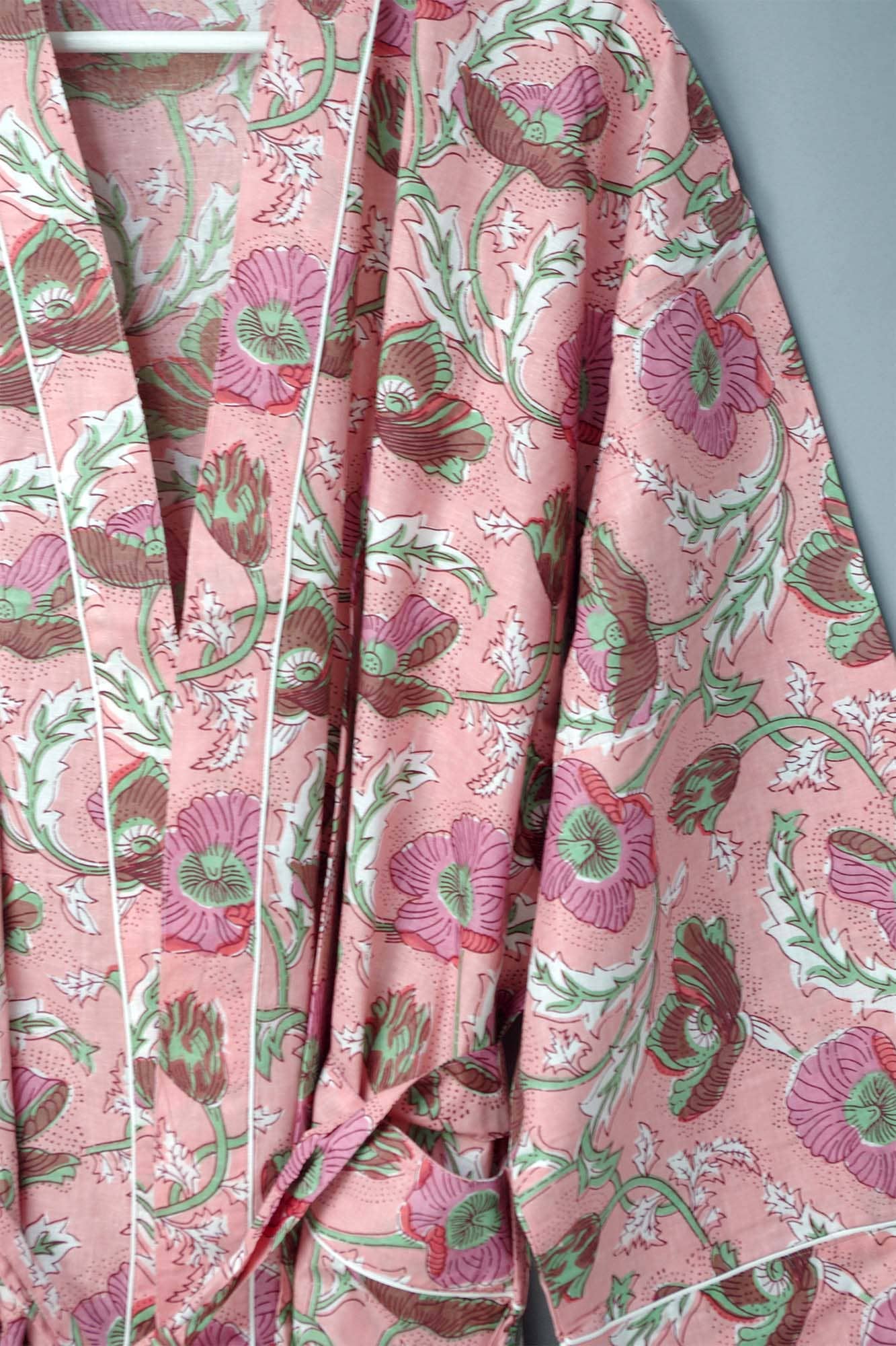 Pretty Pink Poppy Pattern Cotton Kimono