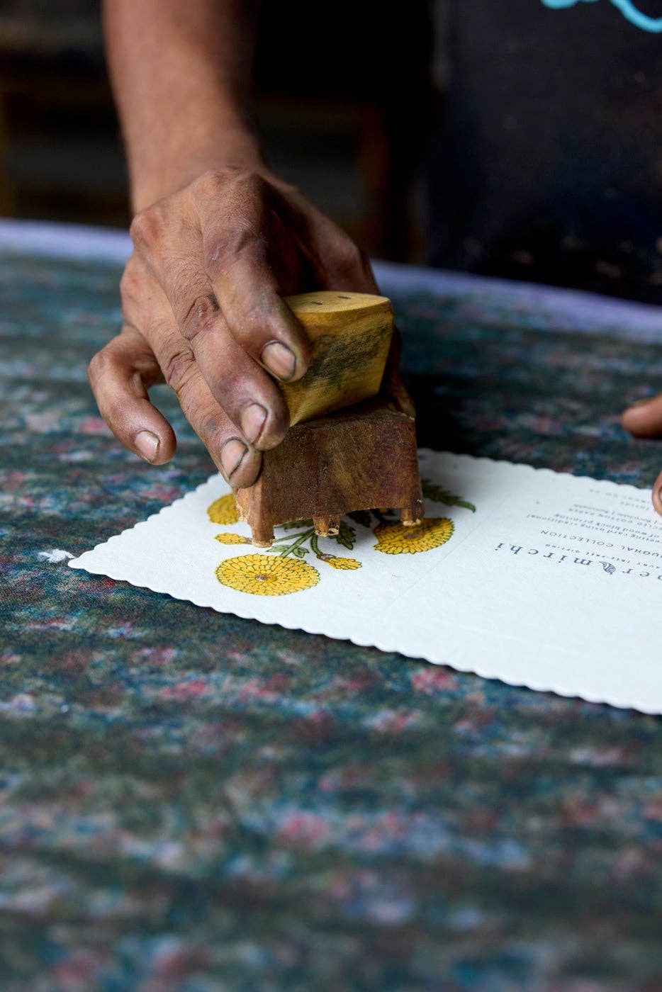 Hand Block Printed Greeting Card - Genda Saffron