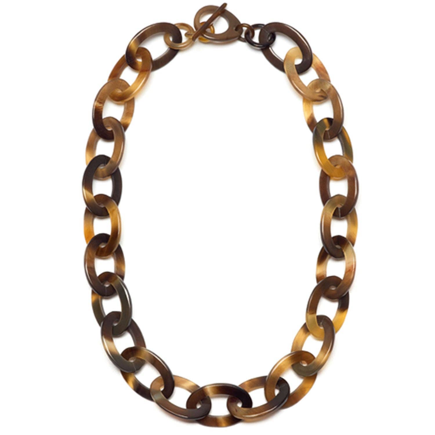 Branch - Mid length oval link Buffalo horn necklace - Brown