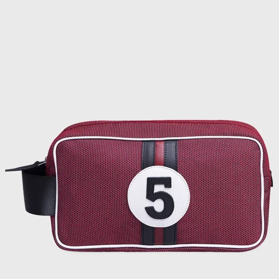 Bobby black red black number 5 fabric toiletry bag