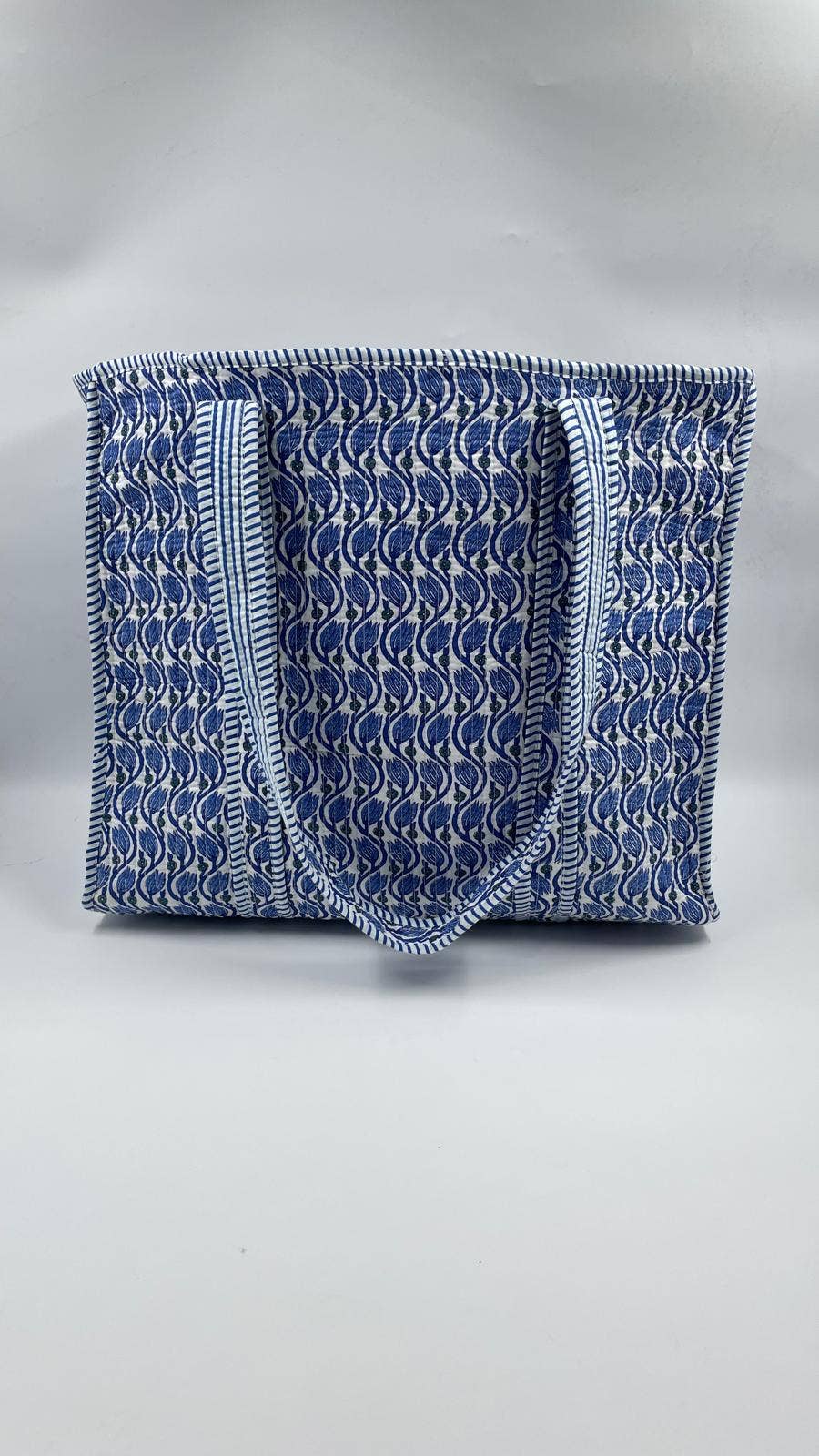 Blue Lotus Cotton Quilted Tote Bag
